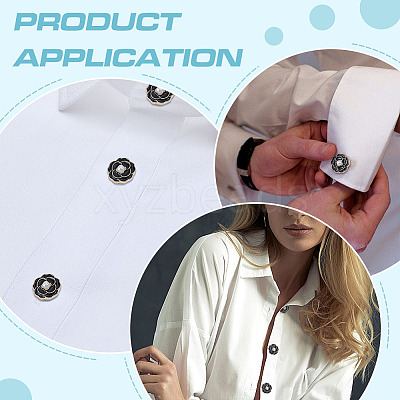 6Pcs Flower Alloy Resin Cufflinks FIND-ME0003-15G-01-1