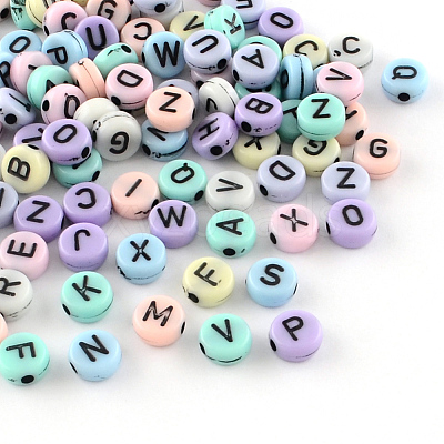 Flat Round Craft Style Opaque Acrylic Beads SACR-S743-22-1