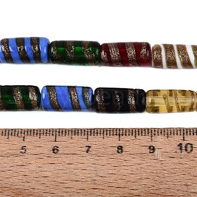 Handmade Gold Sand Lampwork Beads Strands LAMP-Q041-02-1