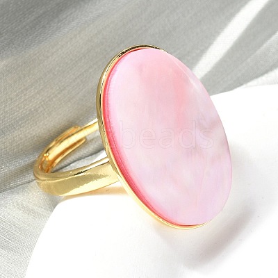 Oval Dyed Natural Shell Rings KK-P305-12G-1