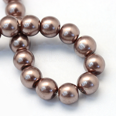 Baking Paint Pearlized Glass Pearl Round Bead Strands LS-HY-Q330-8mm-78-1