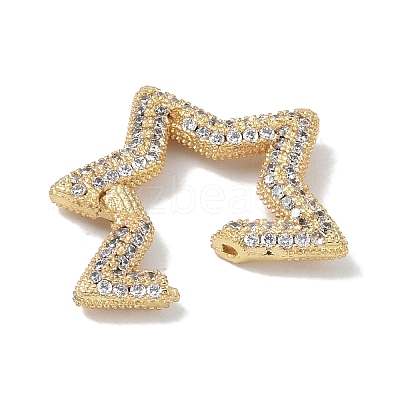 Rack Plating Brass Micro Pave Cubic Zirconia Twister Clasps KK-NH0002-14G-01-1