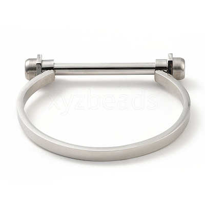 Non-Tarnish 304 Stainless Steel D Shape Bar Screw Bangle BJEW-G636-05A-P-1