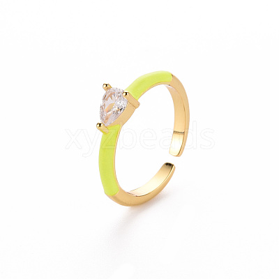 Brass Enamel Cuff Rings RJEW-T016-27J-NF-1