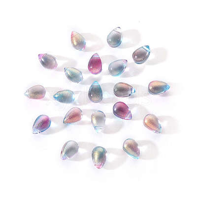 Transparent Spray Painted Glass Charms GLAA-YW0001-12-1