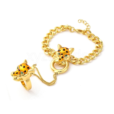 Brass Micro Pave Cubic Zirconia Mittens Bracelets BJEW-C085-01G-1