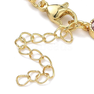 Teardrop Brass Pave Cubic Zirconia Link Chain Bracelets for Women BJEW-P385-06G-06-1