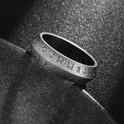 Viking Rune 304 Stainless Steel Finger Rings for Men WGDF4AB-58-1