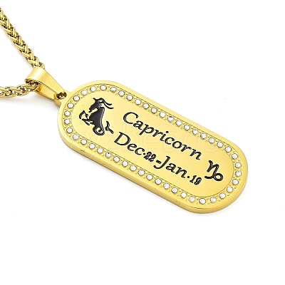 Constellation 304 Stainless Steel Micro Pave Clear Cubic Zirconia Wheat Chain Pendant Necklaces for Women Men NJEW-U007-01H-1