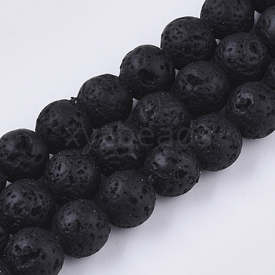 Spray Painted Natural Lava Rock Beads Strands G-N0324-C-01-1