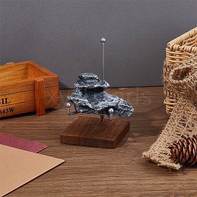 4Pcs Iron with Square Wood Base Crystal Ball Display Rack for Gemstone Agate Mineral Display ODIS-FH0001-20-1