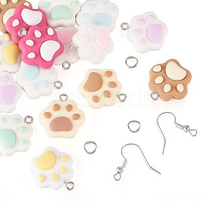 DIY Cat Paw Print Resin Dangle Earring Making Kit DIY-TA0009-51-1