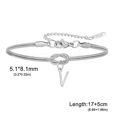 304 Stainless Steel Initial Charm Bracelets FS-WGD8E41-49-1