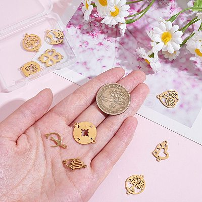 12Pcs 12 Styles 201 & 304 Stainless Steel Connector Charms STAS-SZ0002-57-1