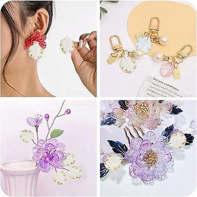200Pcs 2 Colors Frosted Plastic Petal Pendants KY-FS0001-49-1
