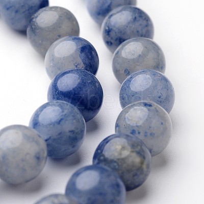 Round Natural Dyed & Heated Blue Aventurine Bead Strands G-J346-23-8mm-1