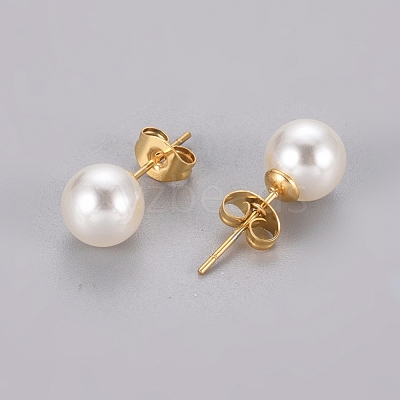 Plastic Imitation Pearl Stud Earrings STAS-D0001-03-G-1