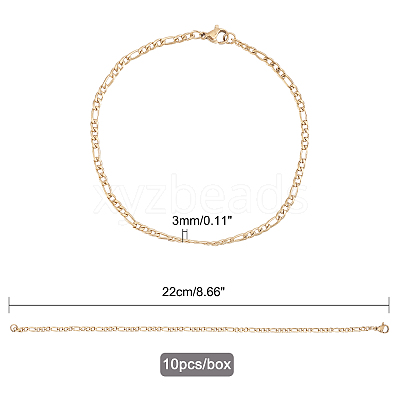 304 Stainless Steel Figaro Chain Necklaces STAS-UN0017-37G-1