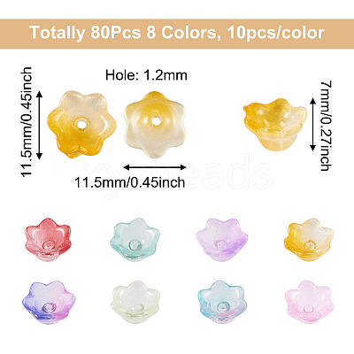 80Pcs 8 Colors Transparent Spray Painted Glass Beads GLAA-BT0001-02-1