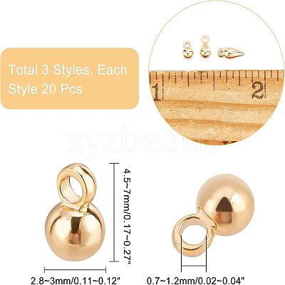 SUPERFINDING 60pcs 3 Style Brass Charms KK-FH0003-27-1