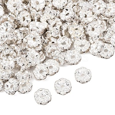 Brass Rhinestone Spacer Beads RB-A014-L7mm-01S-1