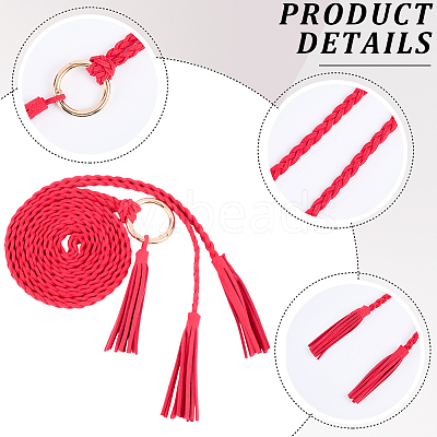 Handmade Imitation Leather Braided Rope Tie Belts AJEW-WH20006-398C-1