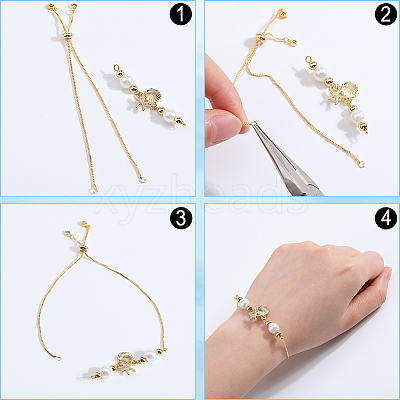 12Pcs Rack Plating Adjustable Brass Slider Bracelet Making KK-SP0001-80G-1