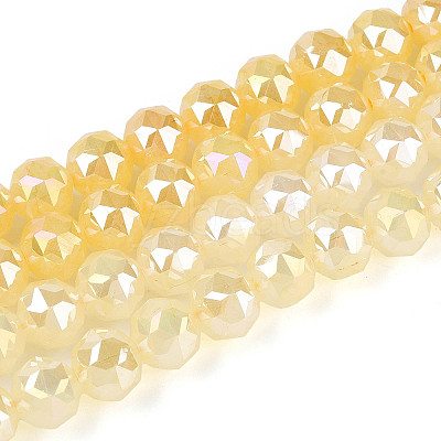 Anti-Tarnish Electroplate Glass Beads Strands GLAA-N064-8mm-03-1