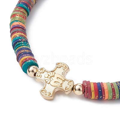 Polymer Clay Disc Heishi Surfer Stretch Bracelets BJEW-JB09835-1