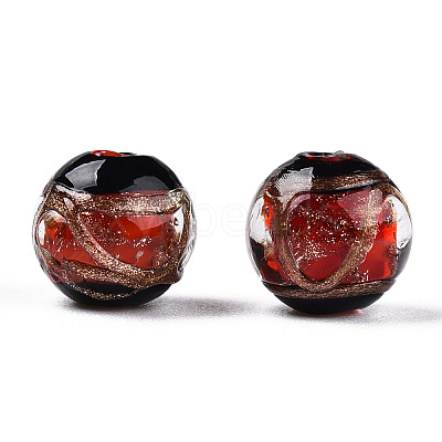 Handmade Gold Sand Lampwork Beads LAMP-T019-10mm-03-1