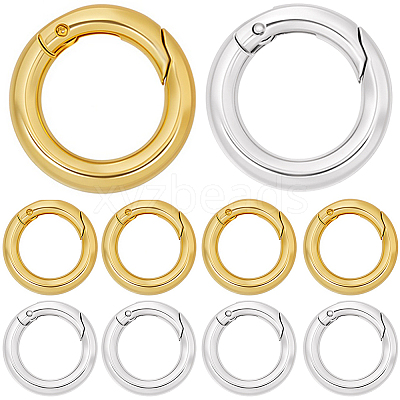 12Pcs 2 Colors Brass Spring Gate Rings KK-SC0008-03-1