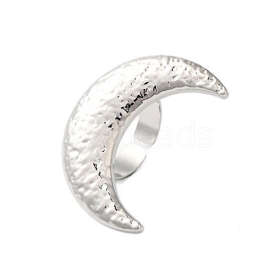 Textured Moon Alloy Open Cuff Rings LS-RJEW-U006-03P-1