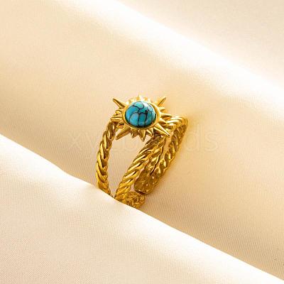 304 Stainless Steel Sun Cuff Rings DM8672-6-1