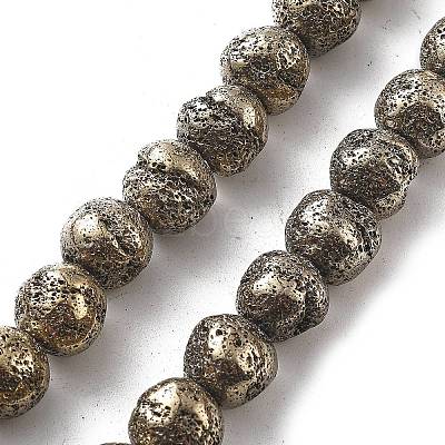 Electroplated Natural Lava Rock Beads Strands G-A251-D01-01J-1