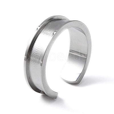 304 Stainless Steel Grooved Cuff Ring Settings RJEW-WH0009-01B-1