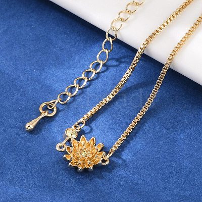 Brass Micro Pave Cubic Zirconia Birthday Flower Link Bracelets BJEW-U031-01G-11-1