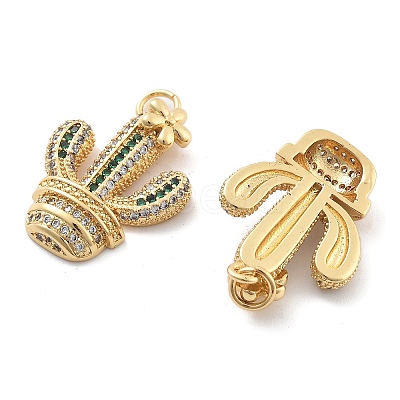 Rack Plating Brass Micro Pave Cubic Zirconia Pendants KK-H449-69G-RS-1