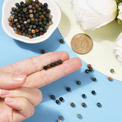 200Pcs Natural Indian Agate Beads G-SP0001-20A-1