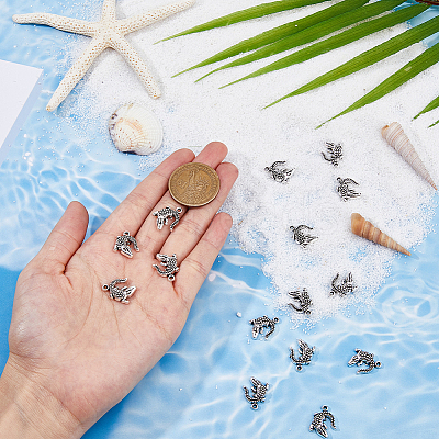 100Pcs Crocodile Tibetan Style Alloy Pendants FIND-DC0004-02-1