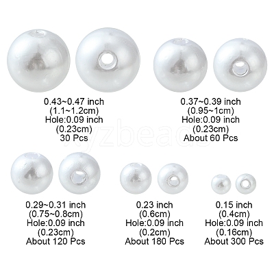 5 Style ABS Plastic Imitation Pearl Beads KY-FS0001-05-1