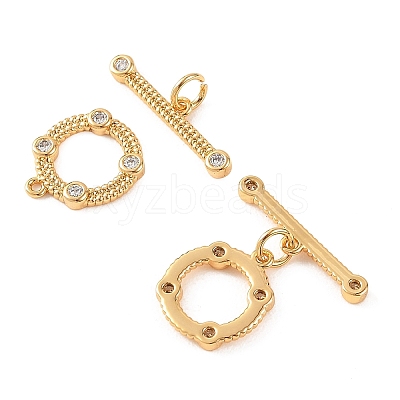 SHEGRACE Brass Micro Pave Clear Cubic Zirconia OT Toggle Claps XGRQ5K475-830G-1