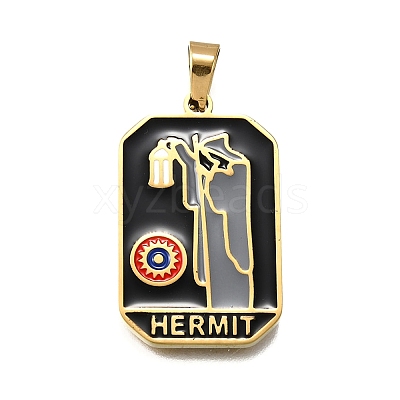 Tarot 304 Stainless Steel Enamel Pendants STAS-M119-09B-G-1