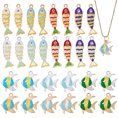 28Pcs 14 Styles Zinc Alloy Enamel Pendants ENAM-AR0001-96-1
