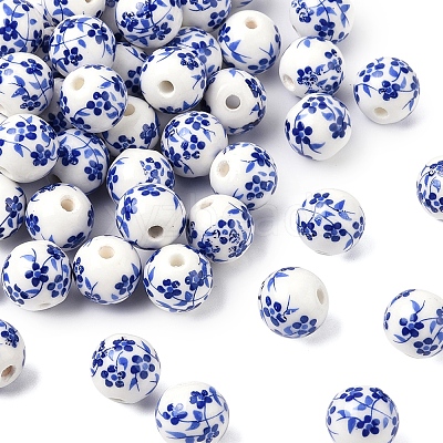 50Pcs Handmade Blue and White Porcelain Beads PORC-FS0001-07-1