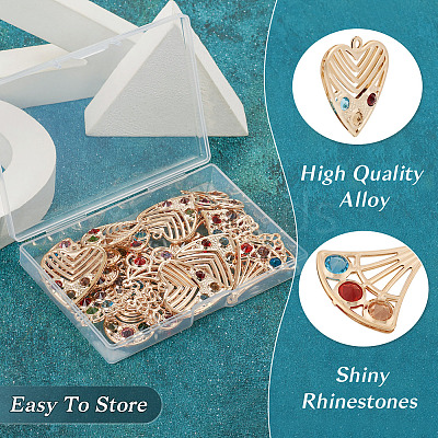 24Pcs 6 Style Iron with Glass Pendants IFIN-TA0001-61-1