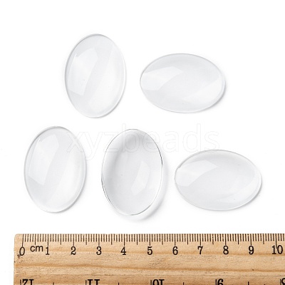 Transparent Oval Glass Cabochons X-GGLA-R022-35x25-1