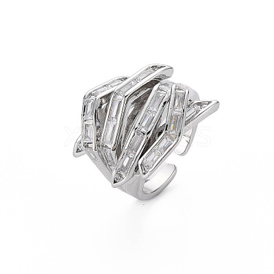 Hug Hand Fingers Cubic Zirconia Cuff Ring X1-RJEW-T016-35P-02-1