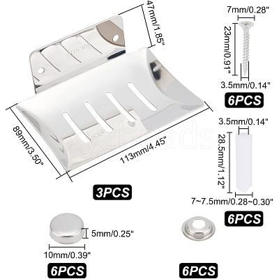 304 Stainless Steel Soap Dishes AJEW-UN0001-24P-1