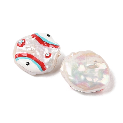 Natural Keshi Pearl Enamel Beads PEAR-G014-04C-1