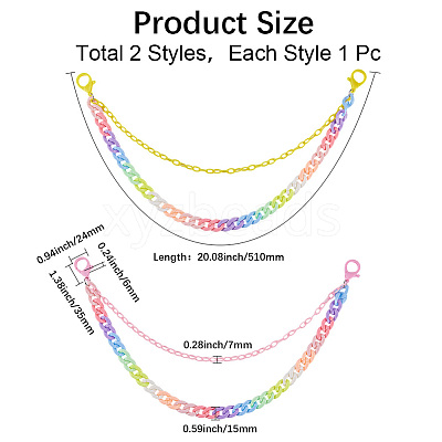 2Pcs 2 Colors Resin Double Layer Chain Belts for Pants AJEW-GF0011-20B-1